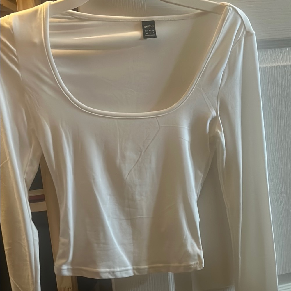 SHEIN White Fitted Crop Bodysuit